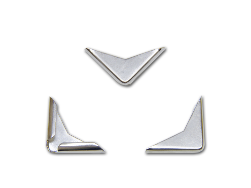 be_n_av19_2-5 Buchecken, vernickelt, 19 x 19 mm, Fassung 2,5 mm