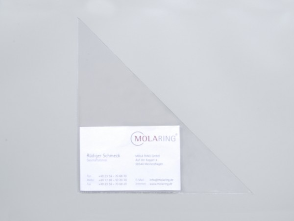 Dreiecktaschen mit Visitenkartenhalterung, 150 x 150 mm, selbstklebend